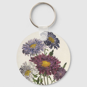 bloemen, Antiek Paarse roosterbloemen Sleutelhanger