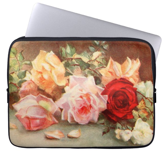  bloemen Antiek Roos leven nog steeds Laptop Sleeve (Voorkant)