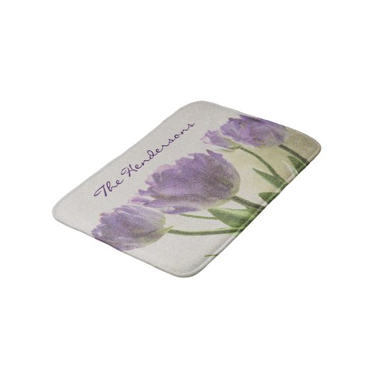 Bloemen antislip badmat met paarse tulpenbloemen (Gekanteld)
