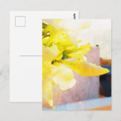 *~* Bloemen AP10 Gele Perzik Waterverf Bloem Briefkaart (Voorkant / Achterkant)