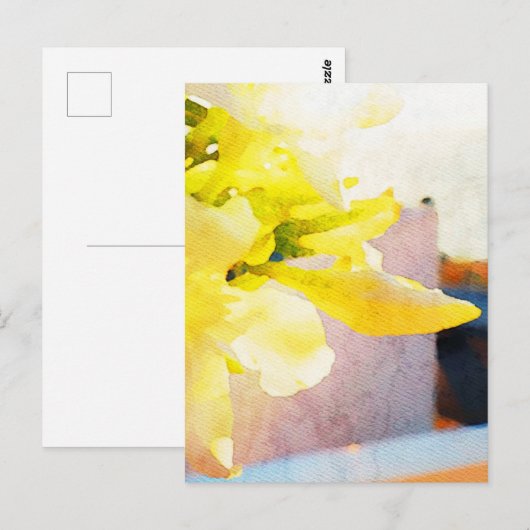 *~* Bloemen AP10 Gele Perzik Waterverf Bloem Briefkaart (Voorkant / Achterkant)