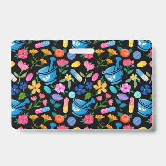 Bloemen apotheek patroon badge