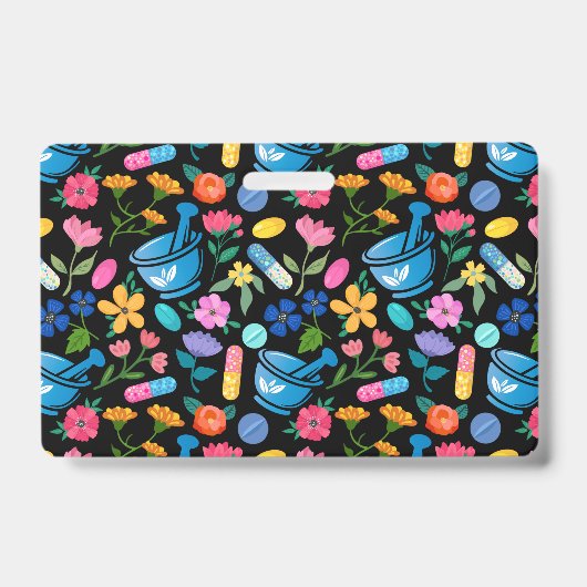 Bloemen apotheek patroon badge (Voorzijde)