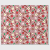 Bloemen, appels, steranijs naadloze Thanksgiving Cadeaupapier (Vlak)