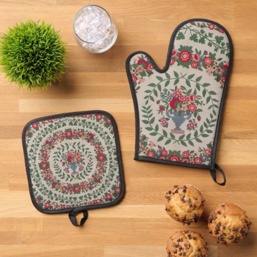  Bloemen Applique van Ludington Ovenwant & Pannenlap Set (Top down)