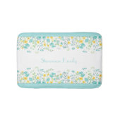 Bloemen Aqua Blauw Geel Wildbloemen Familienaam Badmat (Voorkant)