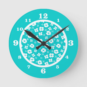 Bloemen Aqua Ronde Klok