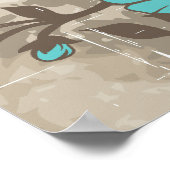  bloemen aqua taupe floral grunge douane poster (Hoek)