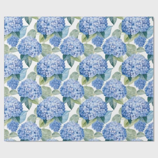 Bloemen aquarel - Blauwe Hydrangeas Cadeaupapier (Vlak)
