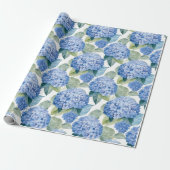 Bloemen aquarel - Blauwe Hydrangeas Cadeaupapier (Uitgerold)