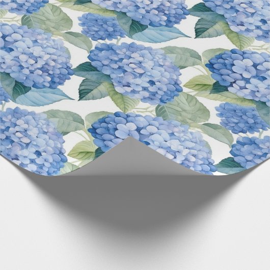 Bloemen aquarel - Blauwe Hydrangeas Cadeaupapier (Hoek)