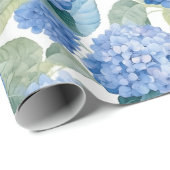 Bloemen aquarel - Blauwe Hydrangeas Cadeaupapier (Rol Hoek)