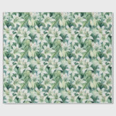 Bloemen aquarel - Groene & Witte Lelies Cadeaupapier (Vlak)