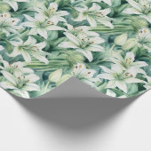 Bloemen aquarel - Groene & Witte Lelies Cadeaupapier (Hoek)