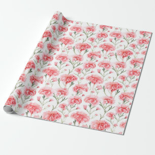 Bloemen aquarel inpakpapier - Anjers