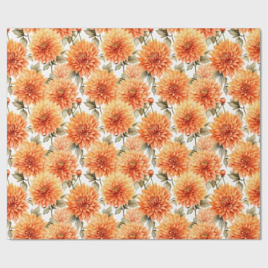 Bloemen aquarel inpakpapier - Dahlias (Vlak)