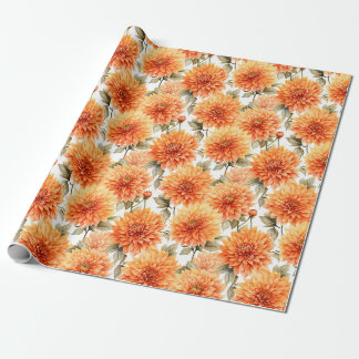 Bloemen aquarel inpakpapier - Dahlias