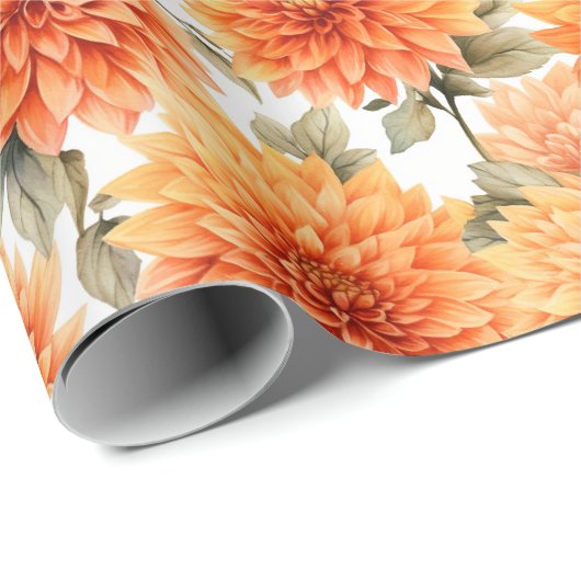 Bloemen aquarel inpakpapier - Dahlias (Rol Hoek)