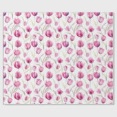 Bloemen aquarel inpakpapier - Tulpen (Vlak)
