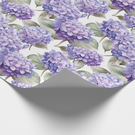 Bloemen aquarel - Lavendel Paarse Hydrangeas Cadeaupapier (Hoek)