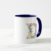 Bloemen Aquarel Letter D Monogram Mok (Voorkant rechts)