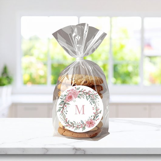 Bloemen Aquarel Monogram – Initialen Personalizere Ronde Sticker