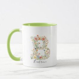 Bloemen Aquarel Naam & Letter B Monogram Mok
