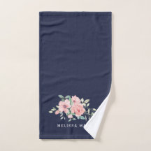 Bloemen Aquarel Navy Handdoek