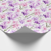 Bloemen aquarel - Roze en Paarse Gladiolas Cadeaupapier (Hoek)