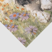 Bloemen Aquarel Shih Tzu loopt door bloem Tissuepapier (Detail)