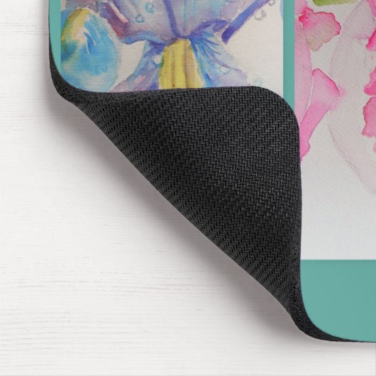 Bloemen Aquarel Turquoise Bloem Muismat (Hoek)