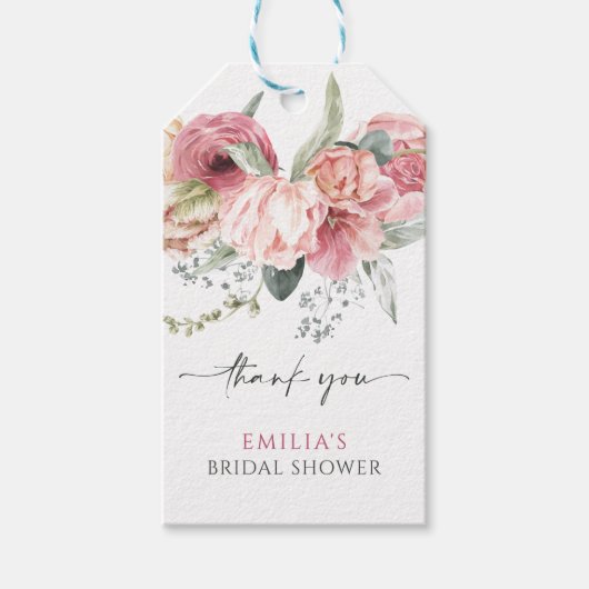 Bloemen arrangementen pastel waterverf cadeaulabel (Voorkant)
