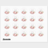 Bloemen arrangementen pastel waterverf ronde sticker (Vel)