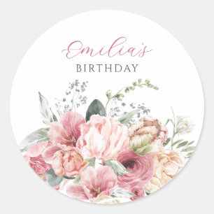 Bloemen arrangementen pastel waterverf ronde sticker