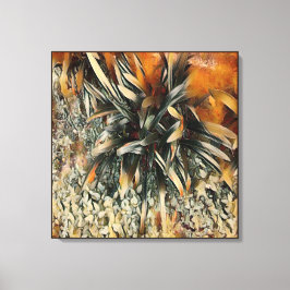Bloemen Art Brown Trimmen Canvas Afdruk