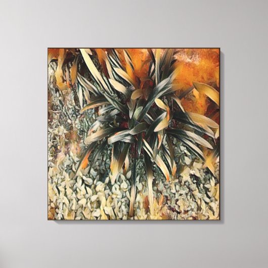 Bloemen Art Brown Trimmen Canvas Afdruk (Voorkant)