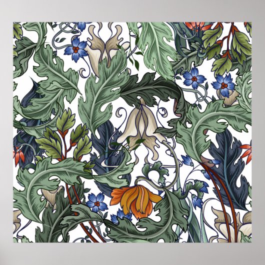 Bloemen, art deco, modern, naadloos. poster (Voorkant)