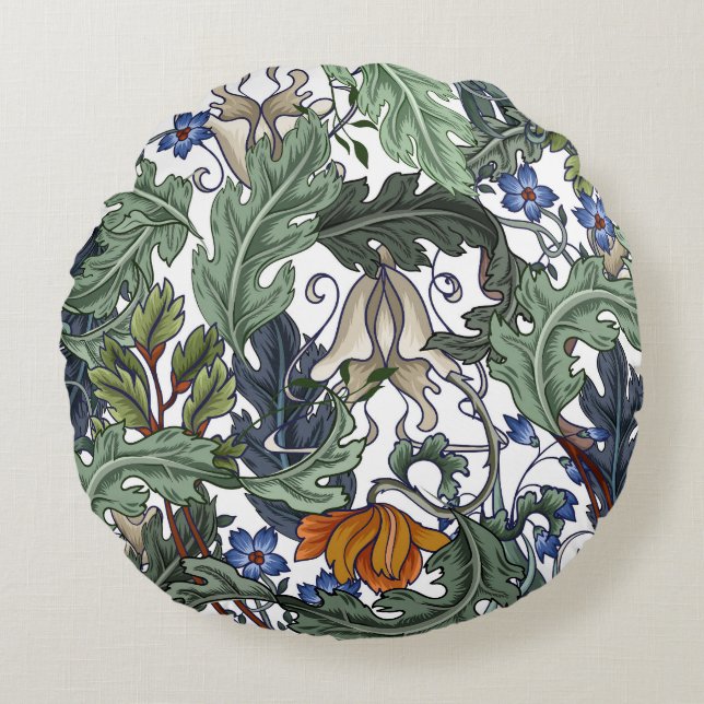 Bloemen, art deco, modern, naadloos. rond kussen (Voorkant)