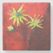 Bloemen Art Marmeren Steen Onderzetter (Voorkant)