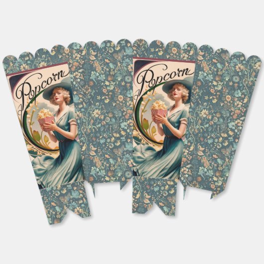  Bloemen Art Nouveau Advertentie Popcorn Bedankdoosjes (Ongevouwen)