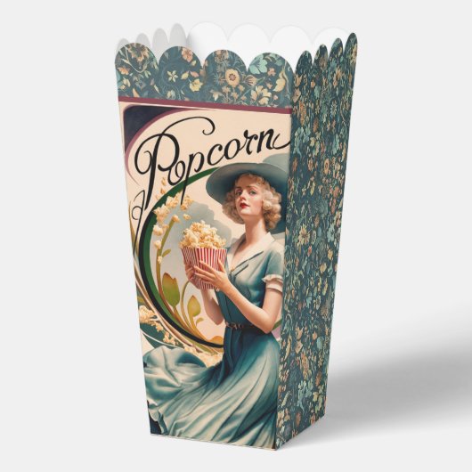  Bloemen Art Nouveau Advertentie Popcorn Bedankdoosjes (Voorkant)