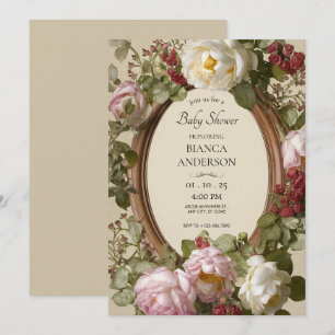 Bloemen Art Nouveau Baby shower Kaart