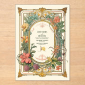  Bloemen Art Nouveau Bruiloft Acryl Uitnodigingen (Voorkant)