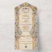  Bloemen Art Nouveau Bruiloft All In One Uitnodiging (Binnen)