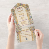  Bloemen Art Nouveau Bruiloft All In One Uitnodiging (Afscheurbaar)