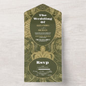  Bloemen Art Nouveau Bruiloft All In One Uitnodiging (Binnen)