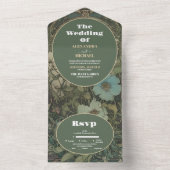 Bloemen Art Nouveau Bruiloft All In One Uitnodiging (Binnen)