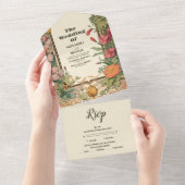  Bloemen Art Nouveau Bruiloft All In One Uitnodiging (Afscheurbaar)