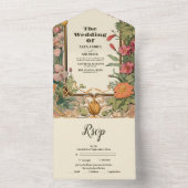  Bloemen Art Nouveau Bruiloft All In One Uitnodiging (Binnen)