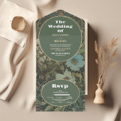  Bloemen Art Nouveau Bruiloft All In One Uitnodiging